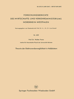 cover image of Theorie der Elektronenbeweglichkeit in Halbleitern